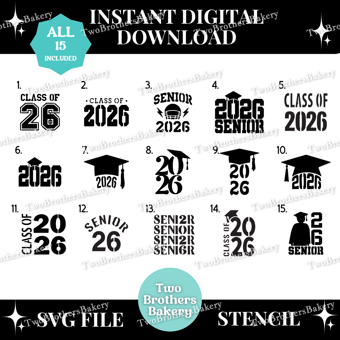 Class of 2026 Graduation SVG Bundle (Stencils)