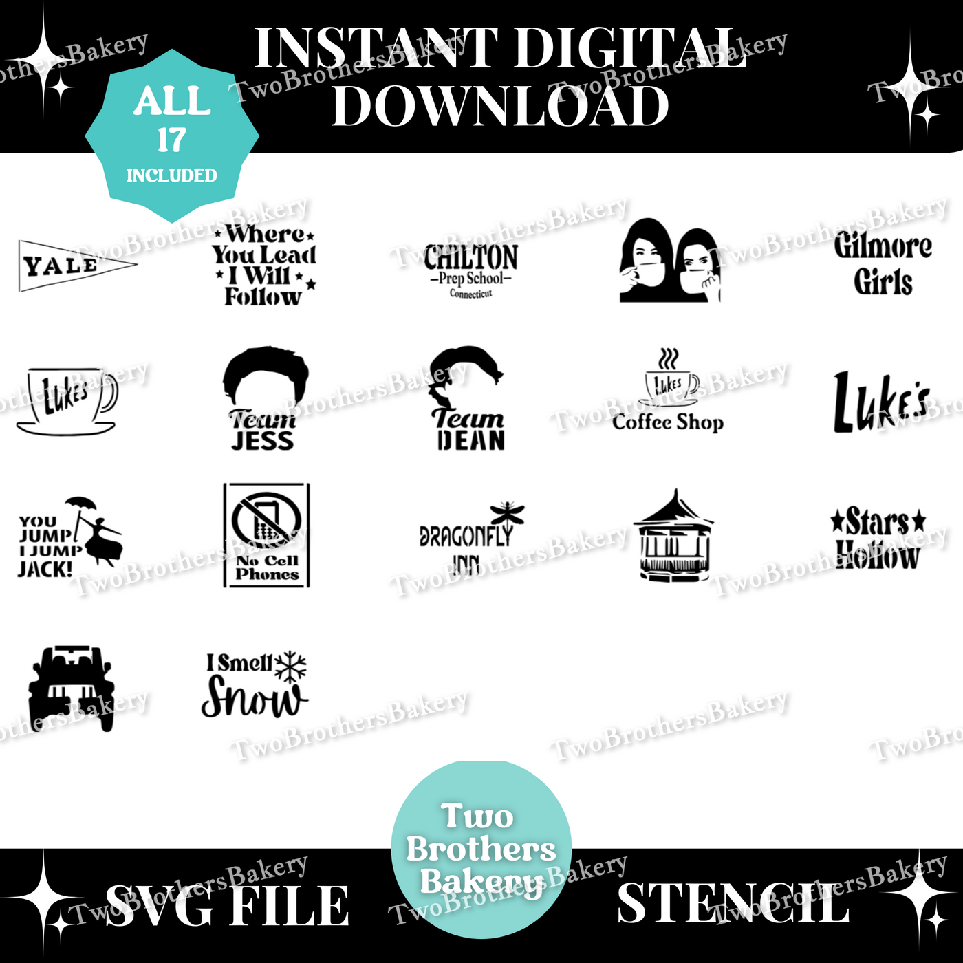 Gilmore Girls, Pop Culture, TV Show SVG Bundle (Stencils)