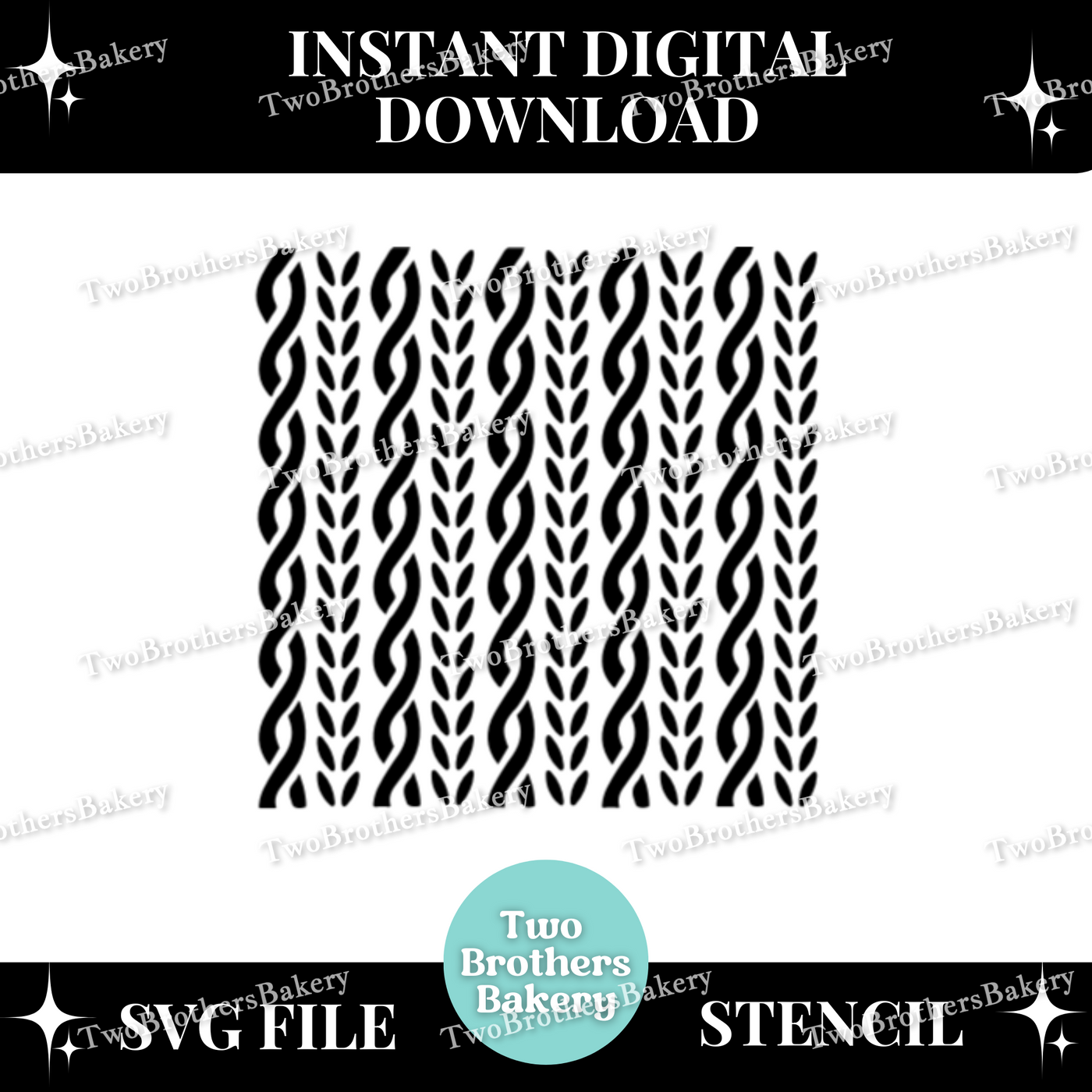 Chunky Cable Knit Sweater Pattern SVG (Stencil)
