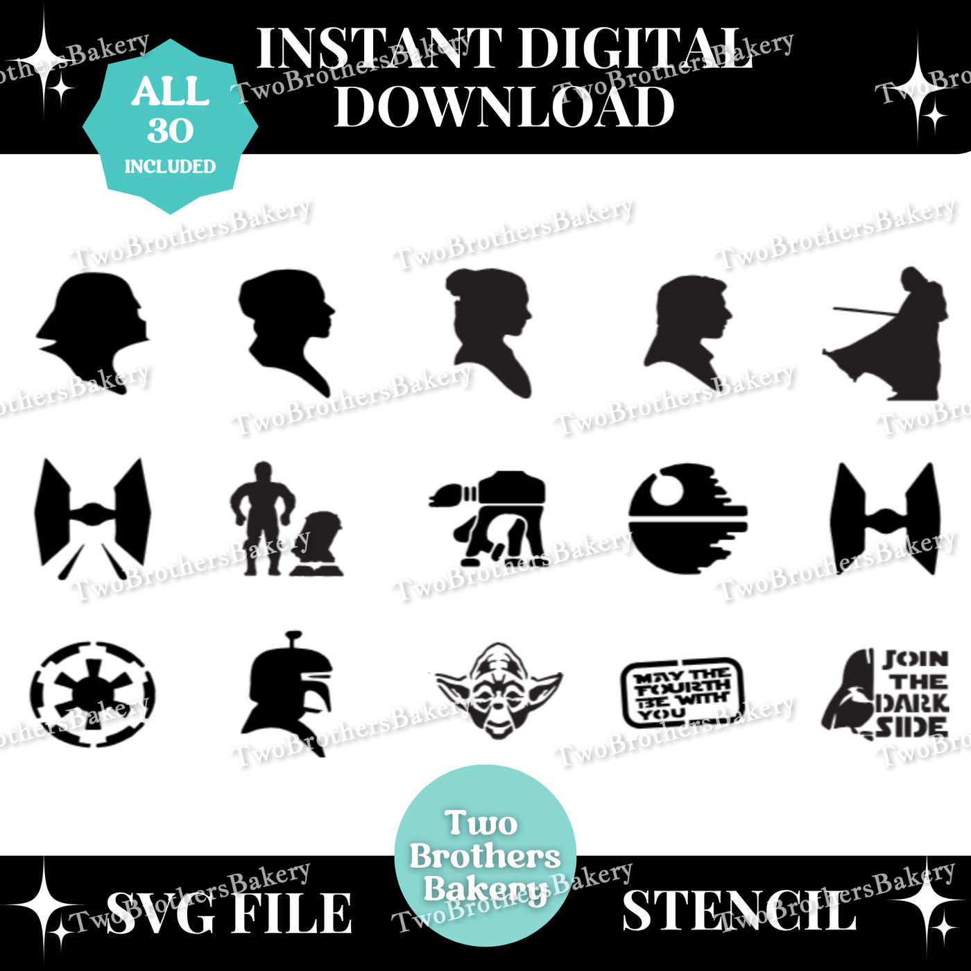 Star Wars Themed SVG Bundle (Stencils)