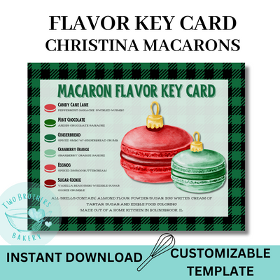 Christmas Macaron Flavor Key Card-Green Buffalo Plaid