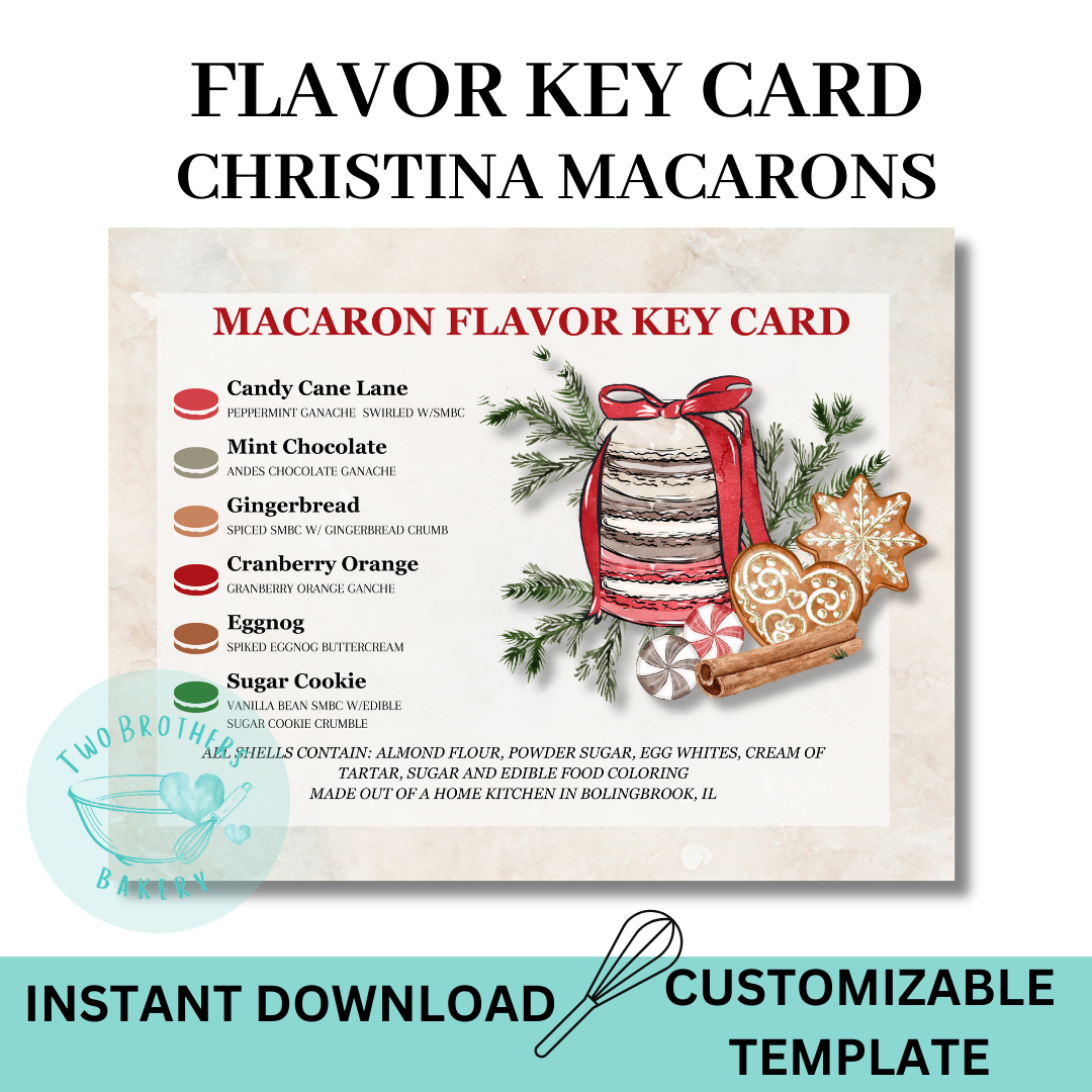 Christmas Macaron Flavor Key Card