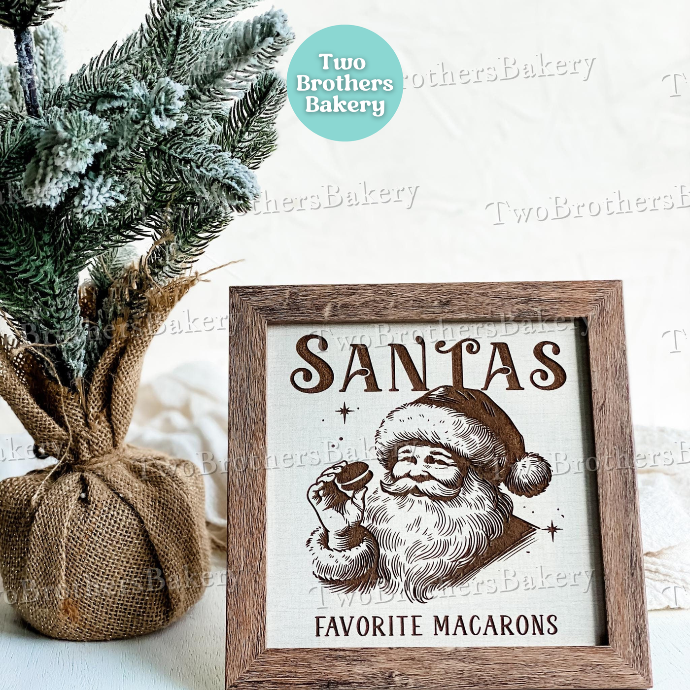 Santas Favorite Macarons, Santas Favorite Macaron Baker, Framed Artwork, Christmas Baking Decor