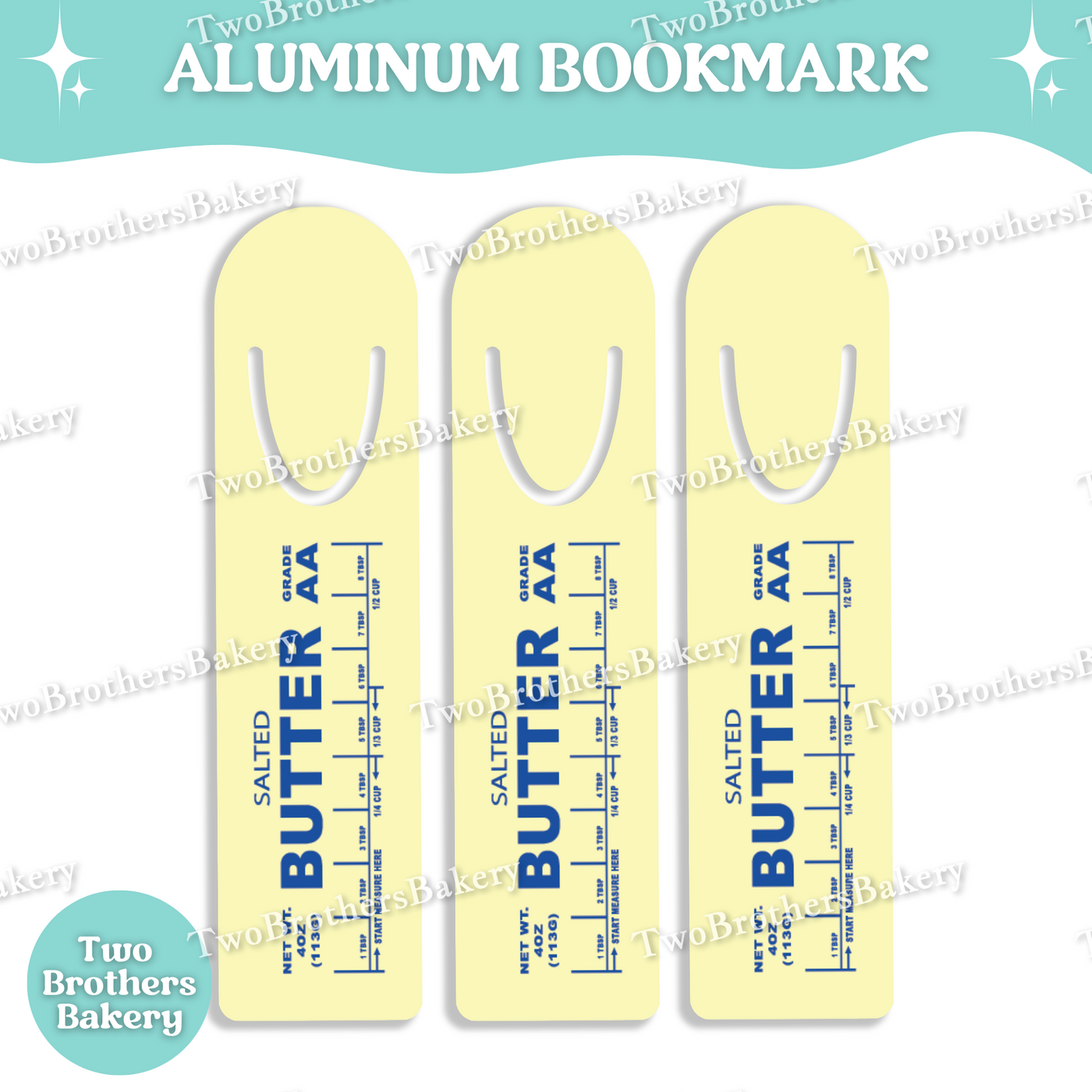 Butter Stick Aluminum Bookmark, Baking Bookmark, Funny Gift for Bakers, Book Lovers Gift, Reader Accessory, Lightweight Metal Mark