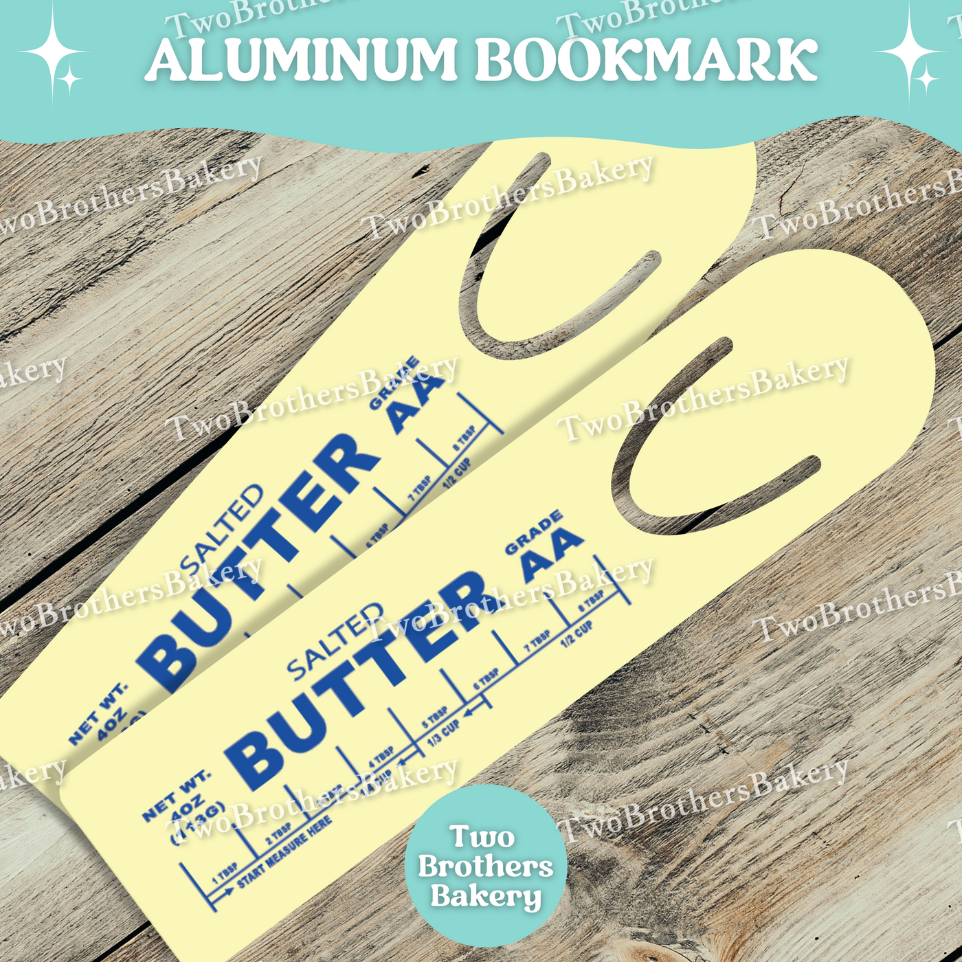 Butter Stick Aluminum Bookmark, Baking Bookmark, Funny Gift for Bakers, Book Lovers Gift, Reader Accessory, Lightweight Metal Mark
