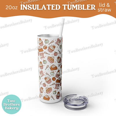 Pumpkin Pie, Macaron Tumbler, 20oz, Fall Baking Cup, Thanksgiving Drinkware, Autumn Insulated Cup, Pie Lover Gift, Lid and Straw, Bakers Mug