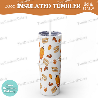 Pumpkin Pie, Fall Desserts, Baking Tumbler, 20oz, Insulated Cup, Autumn Drinkware, Halloween Cup, Whisk Design, Lid and Straw, Cozy Gift