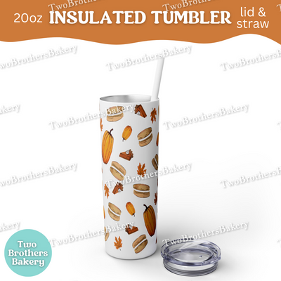 Pumpkin Pie, Fall Desserts, Baking Tumbler, 20oz, Insulated Cup, Autumn Drinkware, Halloween Cup, Whisk Design, Lid and Straw, Cozy Gift