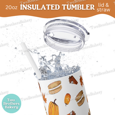 Pumpkin Pie, Fall Desserts, Baking Tumbler, 20oz, Insulated Cup, Autumn Drinkware, Halloween Cup, Whisk Design, Lid and Straw, Cozy Gift