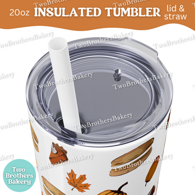 Pumpkin Pie, Fall Desserts, Baking Tumbler, 20oz, Insulated Cup, Autumn Drinkware, Halloween Cup, Whisk Design, Lid and Straw, Cozy Gift