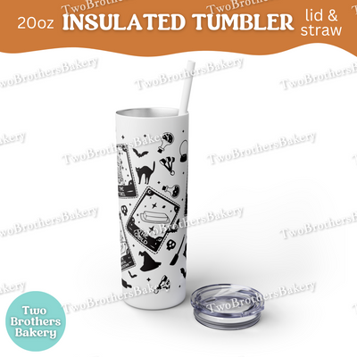 Halloween Tumbler For Bakers, Spooky Baking Cup, 20oz Insulated Tumbler, Fall Drinkware, Witchy Kitchen Gift, Glitter Cup With Straw
