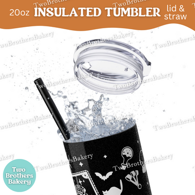 Halloween Tumbler For Bakers, Spooky Baking Cup, 20oz Insulated Tumbler, Fall Drinkware, Witchy Kitchen Gift, Glitter Cup With Straw