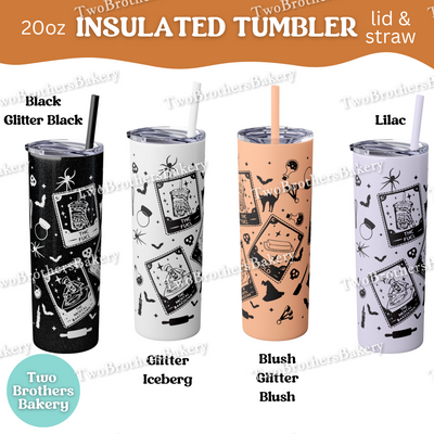 Halloween Tumbler For Bakers, Spooky Baking Cup, 20oz Insulated Tumbler, Fall Drinkware, Witchy Kitchen Gift, Glitter Cup With Straw