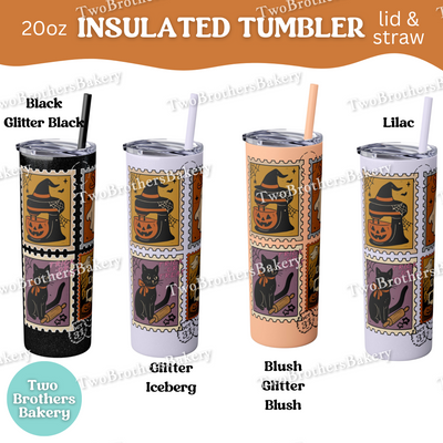 Halloween Baking Tumbler, 20oz Insulated Cup With Lid & Straw, Spooky Baker Gift, Ghost Stamp Design, Fall Drinkware, Witchy Baking Cup