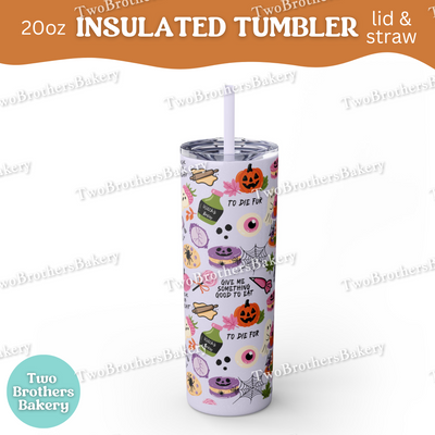 Halloween Baking, 20oz Tumbler, Insulated Cup, Spooky Drinkware, To Die For Design, Macarons, Rolling Pins, Witchy Vibes, Lid and Straw