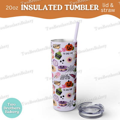 Halloween Baking, 20oz Tumbler, Insulated Cup, Spooky Drinkware, To Die For Design, Macarons, Rolling Pins, Witchy Vibes, Lid and Straw
