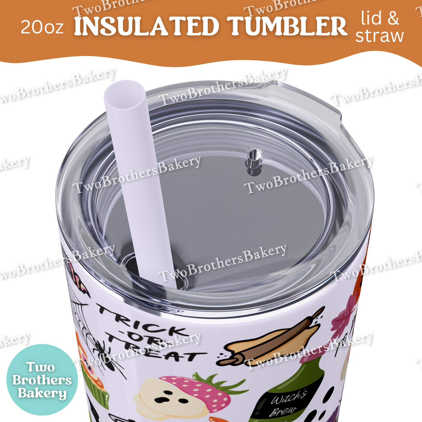 Halloween Baking, 20oz Tumbler, Insulated Cup, Spooky Drinkware, To Die For Design, Macarons, Rolling Pins, Witchy Vibes, Lid and Straw