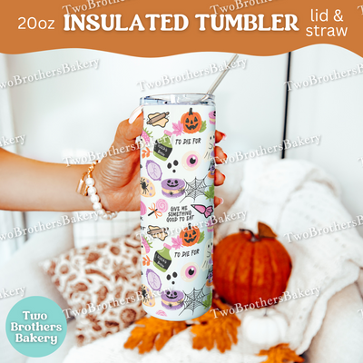 Halloween Baking, 20oz Tumbler, Insulated Cup, Spooky Drinkware, To Die For Design, Macarons, Rolling Pins, Witchy Vibes, Lid and Straw