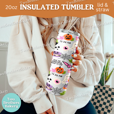 Halloween Baking, 20oz Tumbler, Insulated Cup, Spooky Drinkware, To Die For Design, Macarons, Rolling Pins, Witchy Vibes, Lid and Straw