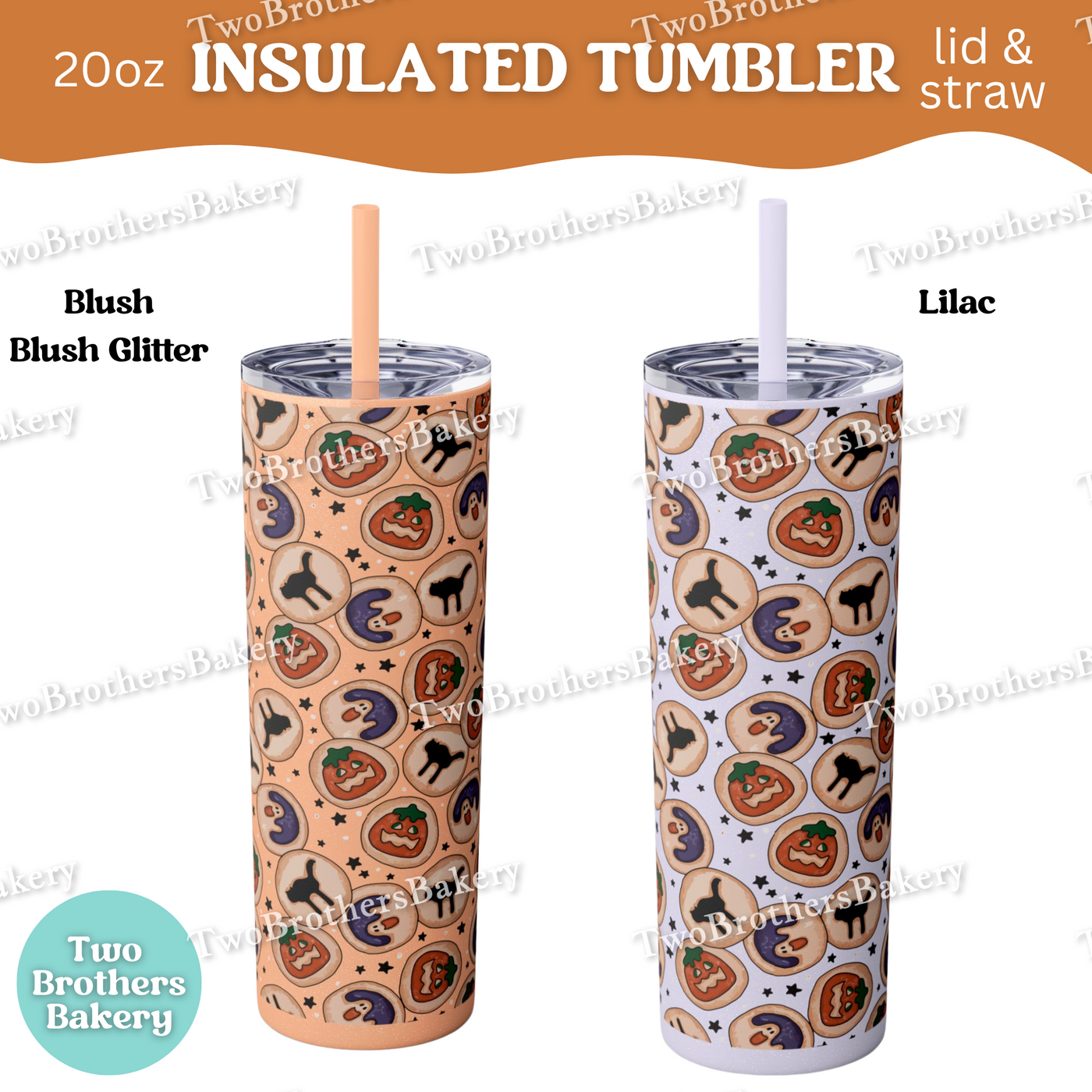 Halloween Cookie, Baking Tumbler, 20oz, Insulated Cup, Nostalgic Sugar Cookies, Spooky Drinkware, Fall Gift, Cookie Lover, Lid and Straw