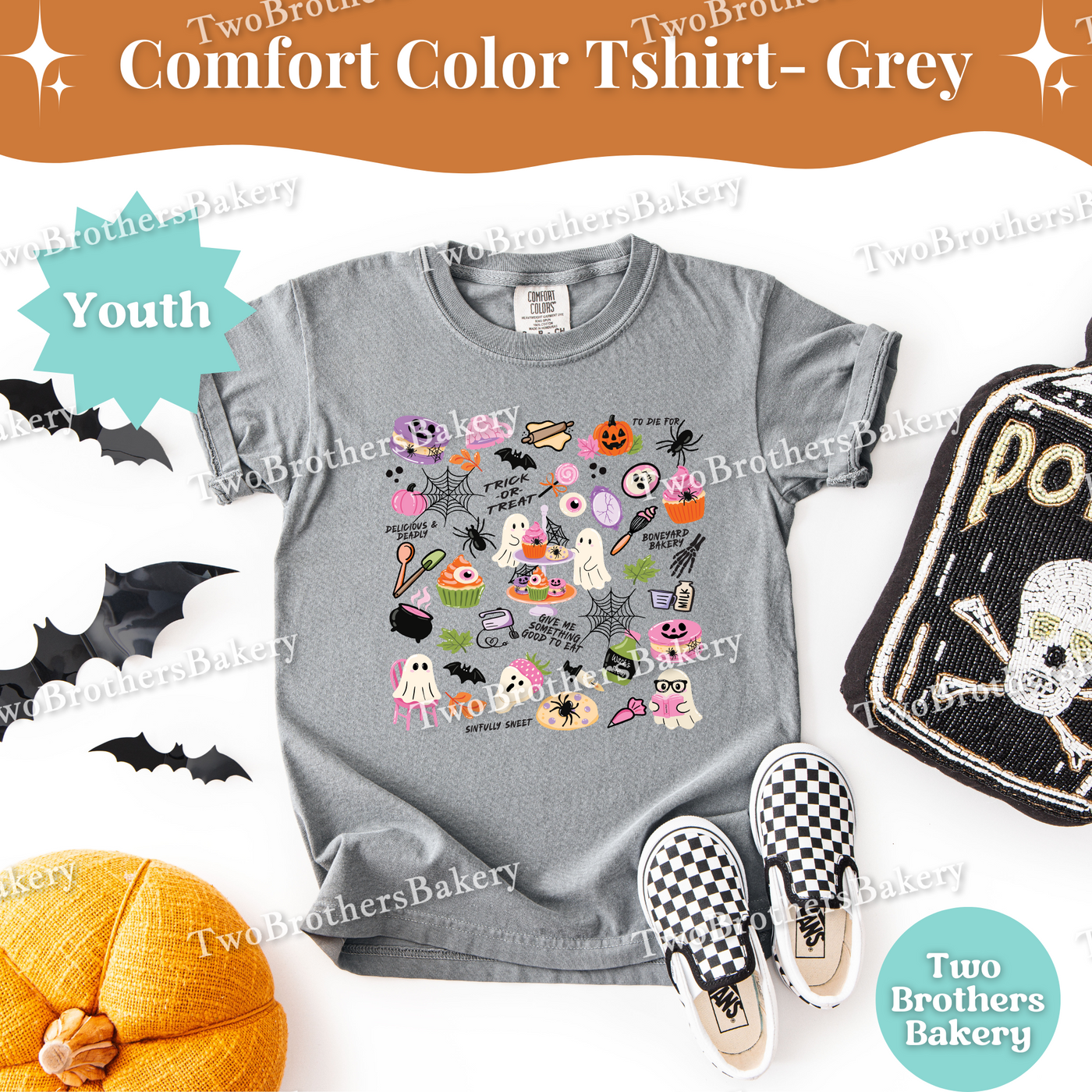 Kids Halloween Baking Shirt, Cute Spooky Bakery Treats Tee, Fall Macaron Cookie Cupcake Shirt, Youth Halloween Baker Top, Trick or Treat