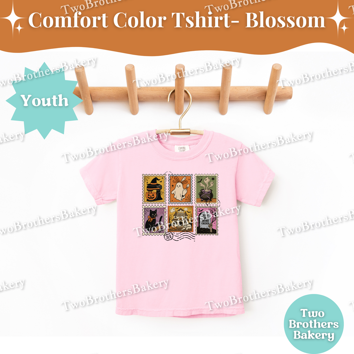 Kids Halloween Baking Shirt, Retro Stamp Ghost Tee, Matching Mommy and Me Outfit, Spooky Fall Cookie Baker Top, Halloween Stamps, Kid Baker