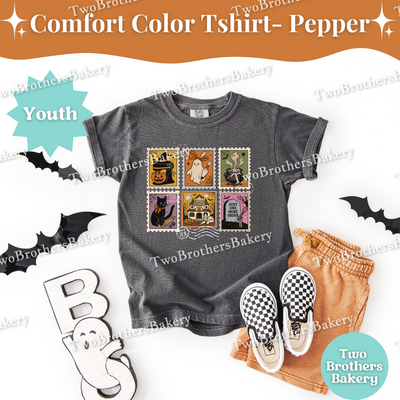 Kids Halloween Baking Shirt, Retro Stamp Ghost Tee, Matching Mommy and Me Outfit, Spooky Fall Cookie Baker Top, Halloween Stamps, Kid Baker