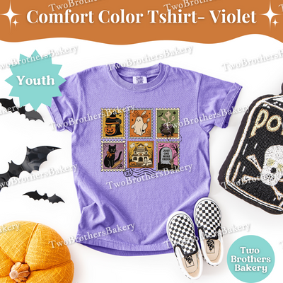 Kids Halloween Baking Shirt, Retro Stamp Ghost Tee, Matching Mommy and Me Outfit, Spooky Fall Cookie Baker Top, Halloween Stamps, Kid Baker