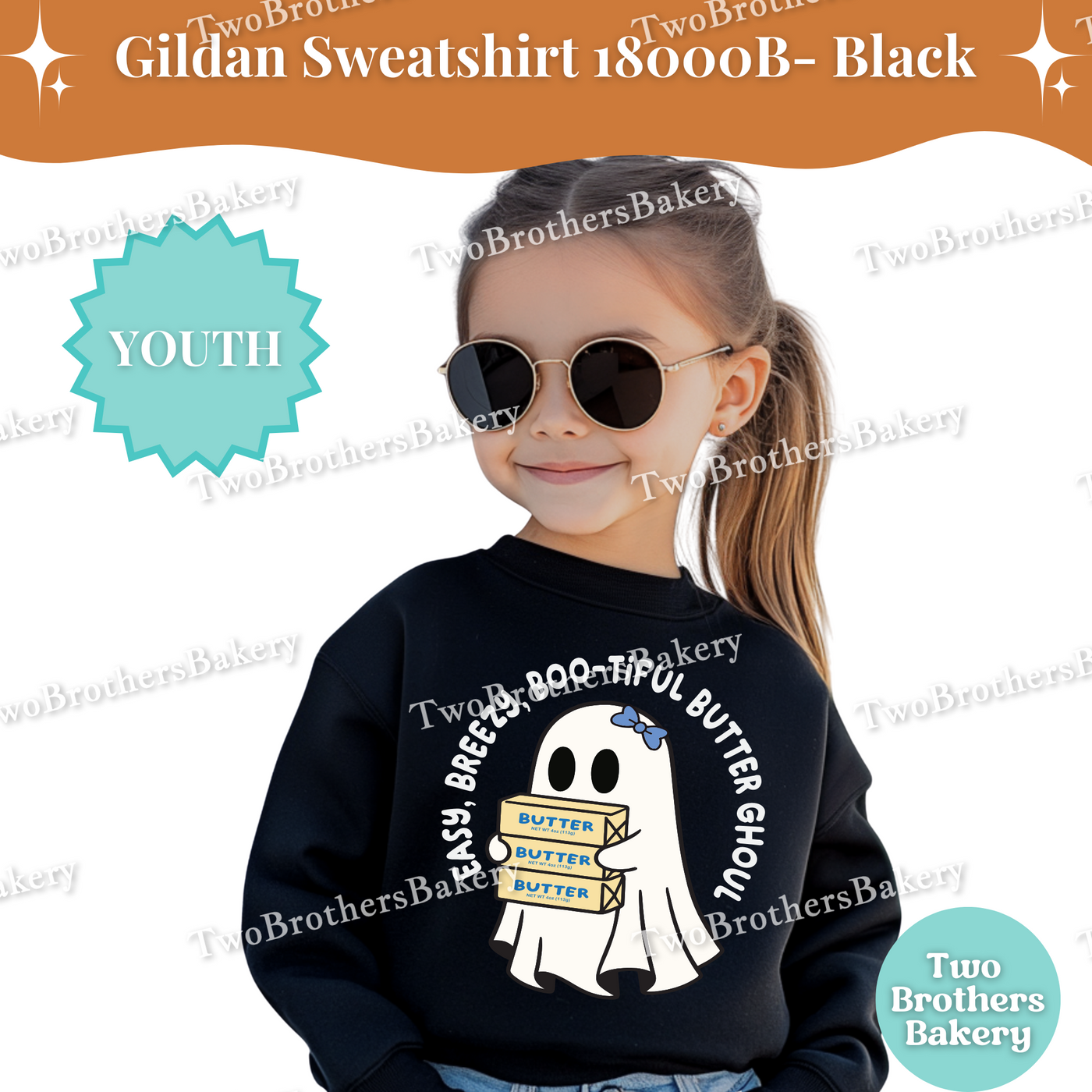Kids Boo-tiful Butter Ghoul Sweatshirt, Cute Fall Baking Halloween Shirt, Mommy and Me Matching Ghost Baker Outfit, Kid Halloween Baking Tee