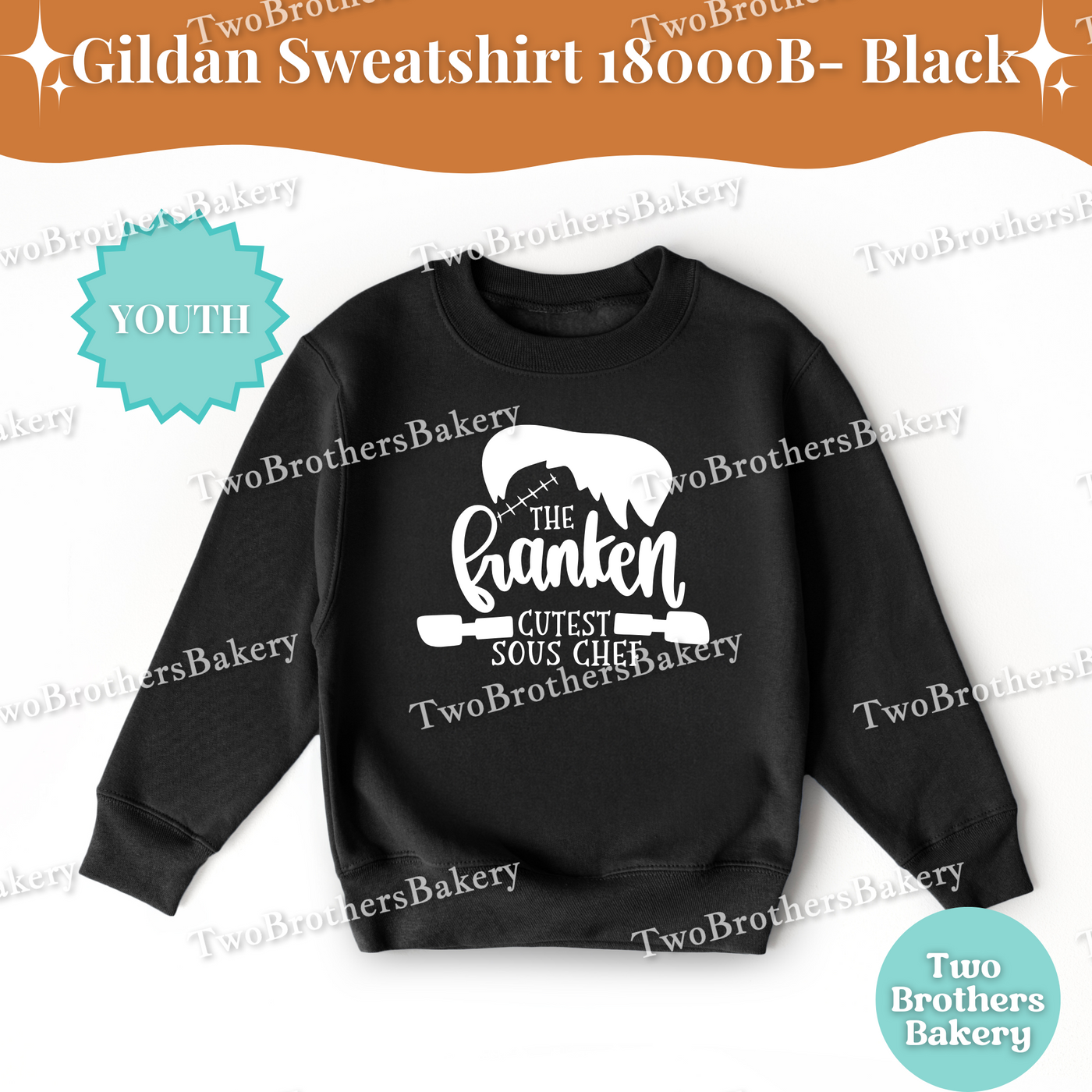Franken Cutest Sous Chef, Kids Halloween Baking Sweatshirt, Fall Baker Outfit, Cute Halloween Shirt for Kids, Kids Frankenstein Sweater