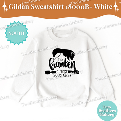 Franken Cutest Sous Chef, Kids Halloween Baking Sweatshirt, Fall Baker Outfit, Cute Halloween Shirt for Kids, Kids Frankenstein Sweater