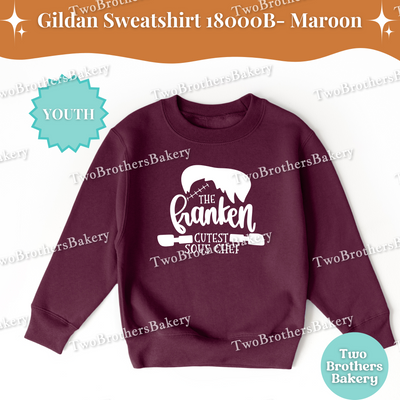 Franken Cutest Sous Chef, Kids Halloween Baking Sweatshirt, Fall Baker Outfit, Cute Halloween Shirt for Kids, Kids Frankenstein Sweater