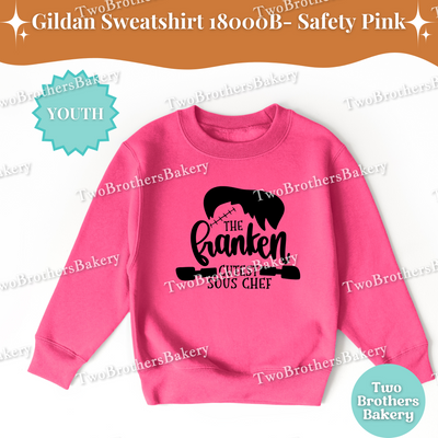 Franken Cutest Sous Chef, Kids Halloween Baking Sweatshirt, Fall Baker Outfit, Cute Halloween Shirt for Kids, Kids Frankenstein Sweater