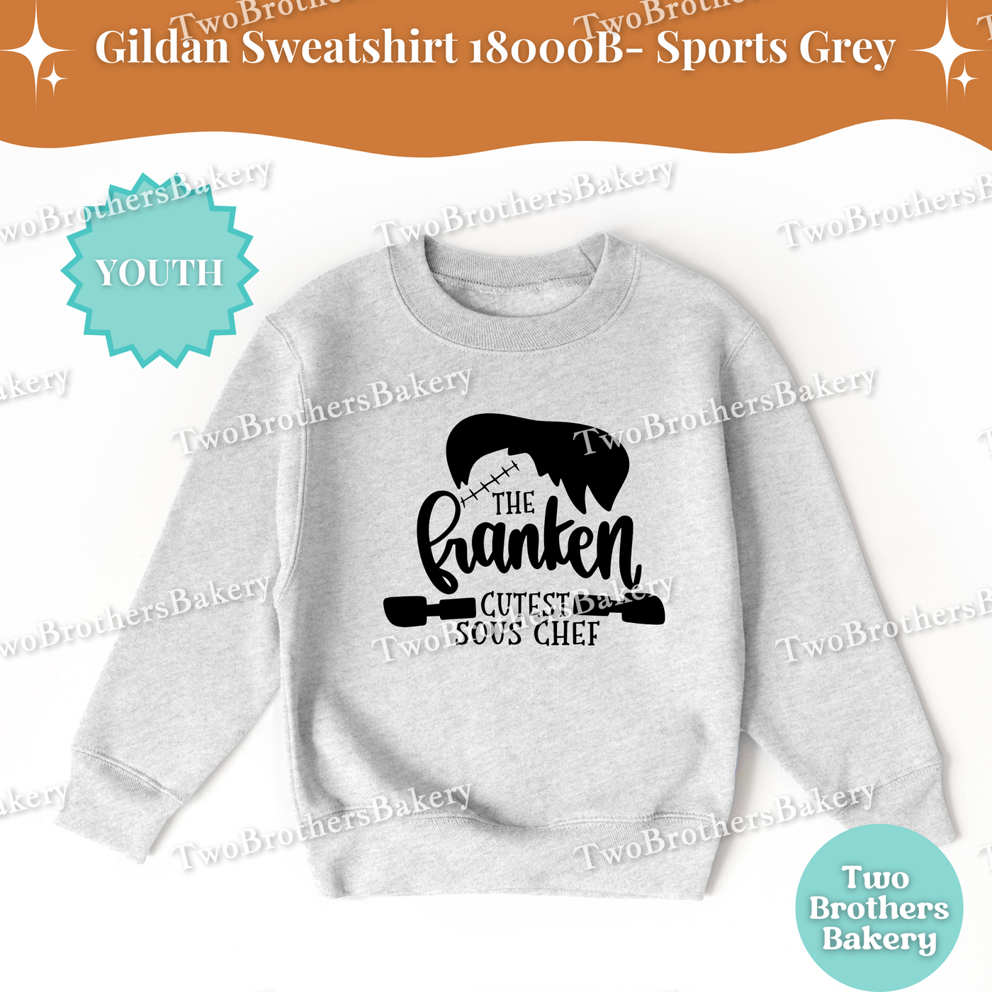 Franken Cutest Sous Chef, Kids Halloween Baking Sweatshirt, Fall Baker Outfit, Cute Halloween Shirt for Kids, Kids Frankenstein Sweater
