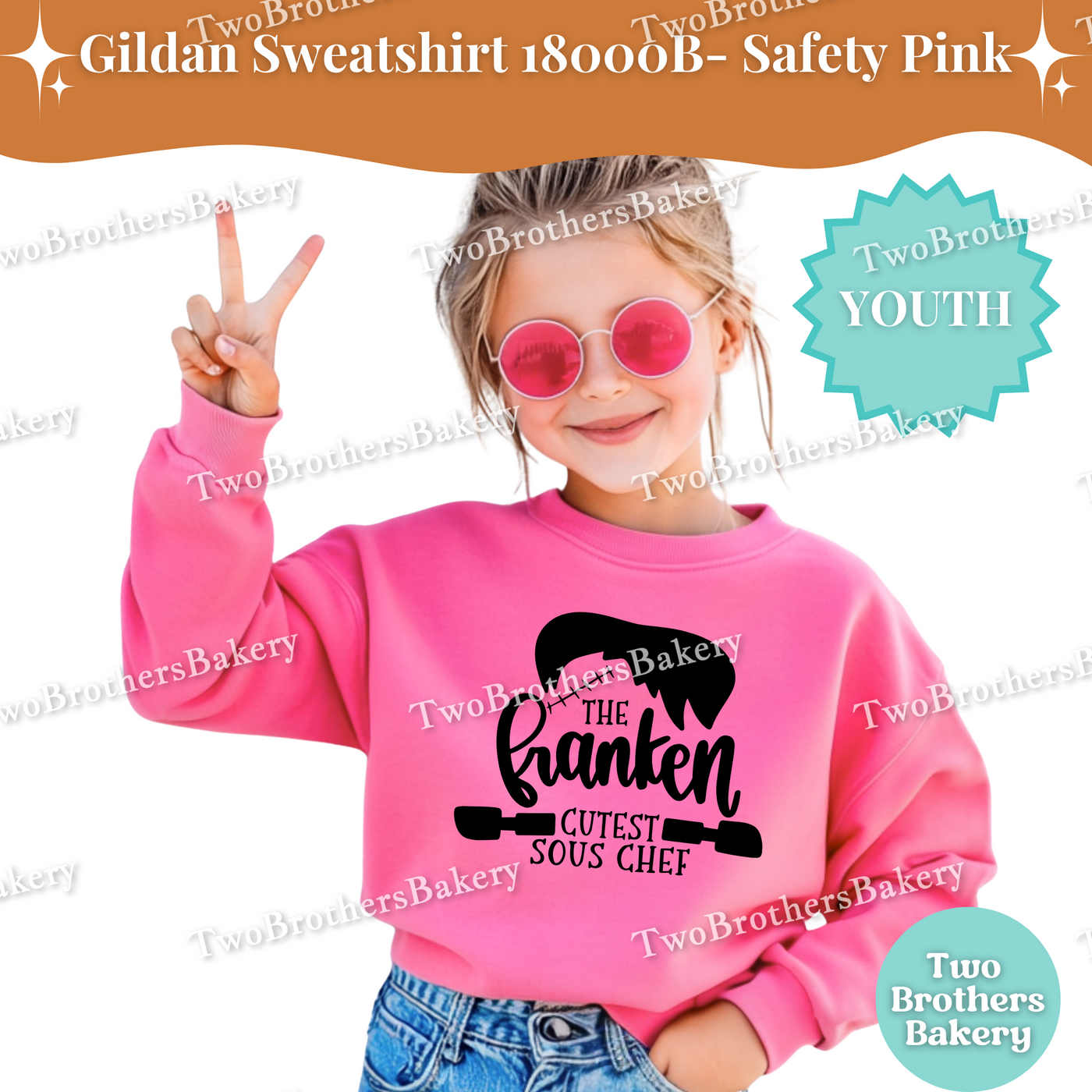 Franken Cutest Sous Chef, Kids Halloween Baking Sweatshirt, Fall Baker Outfit, Cute Halloween Shirt for Kids, Kids Frankenstein Sweater
