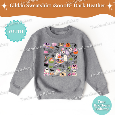 Kids Haunted Bakery Collage Sweatshirt, Halloween Baking Shirt, Fall Ghost Cupcake Cookie Top, Family Matching Outfit, Kid Halloween Sweater