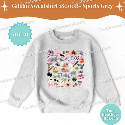 Kids Haunted Bakery Collage Sweatshirt, Halloween Baking Shirt, Fall Ghost Cupcake Cookie Top, Family Matching Outfit, Kid Halloween Sweater