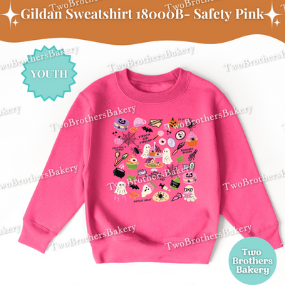 Kids Haunted Bakery Collage Sweatshirt, Halloween Baking Shirt, Fall Ghost Cupcake Cookie Top, Family Matching Outfit, Kid Halloween Sweater