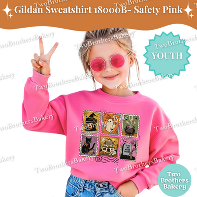Kids Halloween Baking Sweatshirt, Spooky Postage Stamp Shirt, Youth Fall Baking Top, Cute Ghost Witch Cat, Family Matching Halloween Shirts