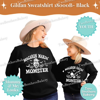 Macaron Eatin Monster Halloween Sweatshirt, Youth Taste Tester Top, Cute Matching Mommy & Me Macaron Family Outfit, Skeleton Macarons
