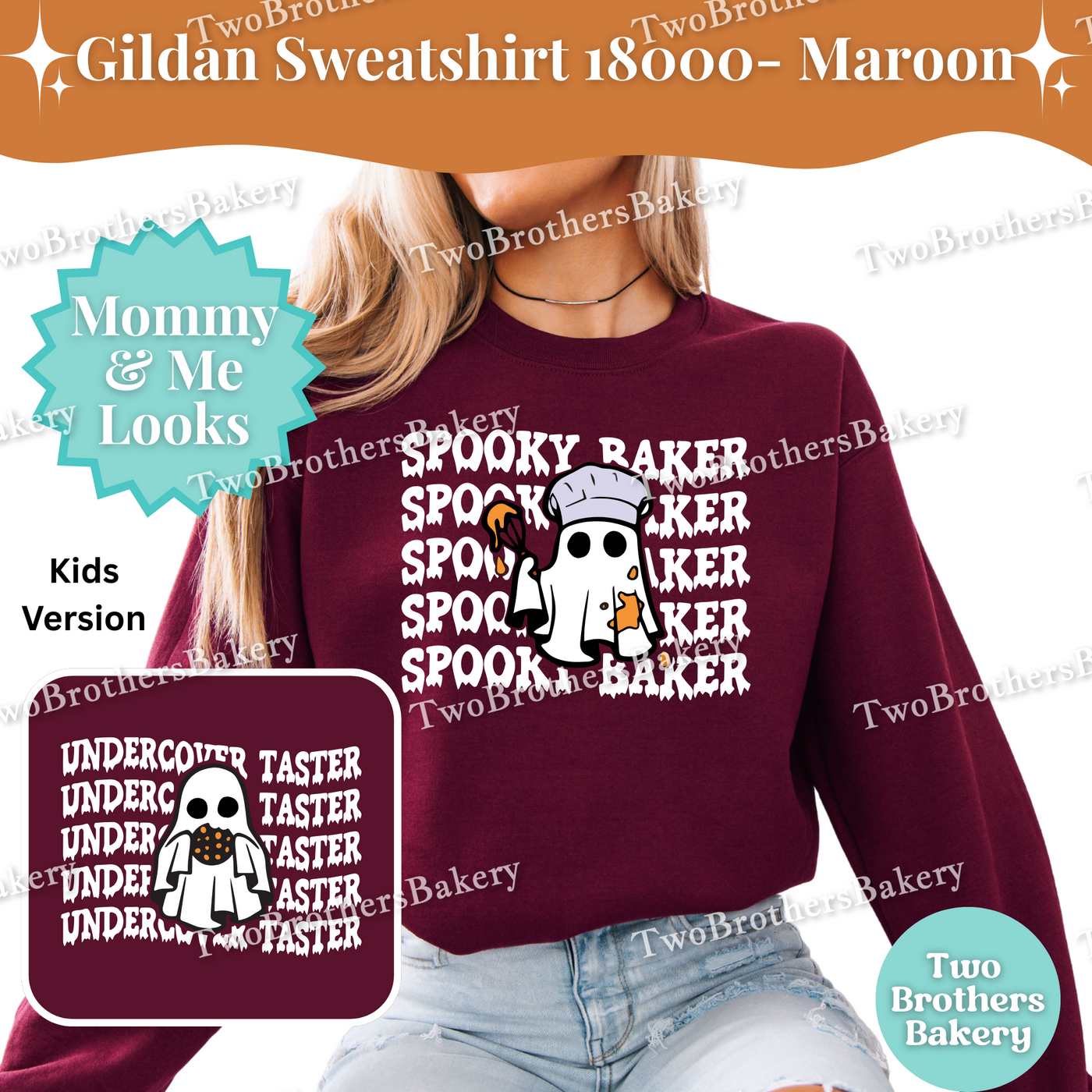 Spooky Baker Sweatshirt, Halloween Baking Crewneck, Matching Mommy & Me Baking Shirt, Ghost Baker, Halloween Baking Pullover, Ghost Baker