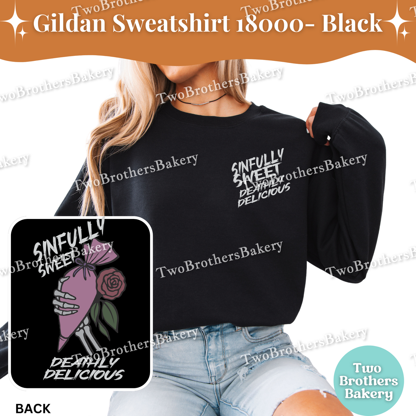 Sinfully Sweet, Deathly Delicious, Halloween Baking Sweatshirt, Spooky Baker, Skeleton Hand Piping Bag, Haunted Bakery Pullover, Scary Baker