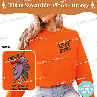 Sinfully Sweet, Deathly Delicious, Halloween Baking Sweatshirt, Spooky Baker, Skeleton Hand Piping Bag, Haunted Bakery Pullover, Scary Baker