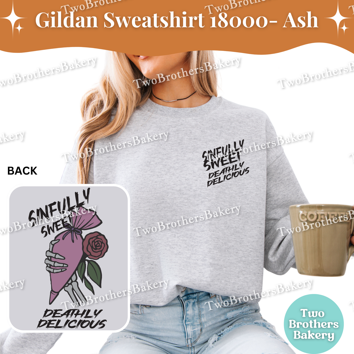 Sinfully Sweet, Deathly Delicious, Halloween Baking Sweatshirt, Spooky Baker, Skeleton Hand Piping Bag, Haunted Bakery Pullover, Scary Baker