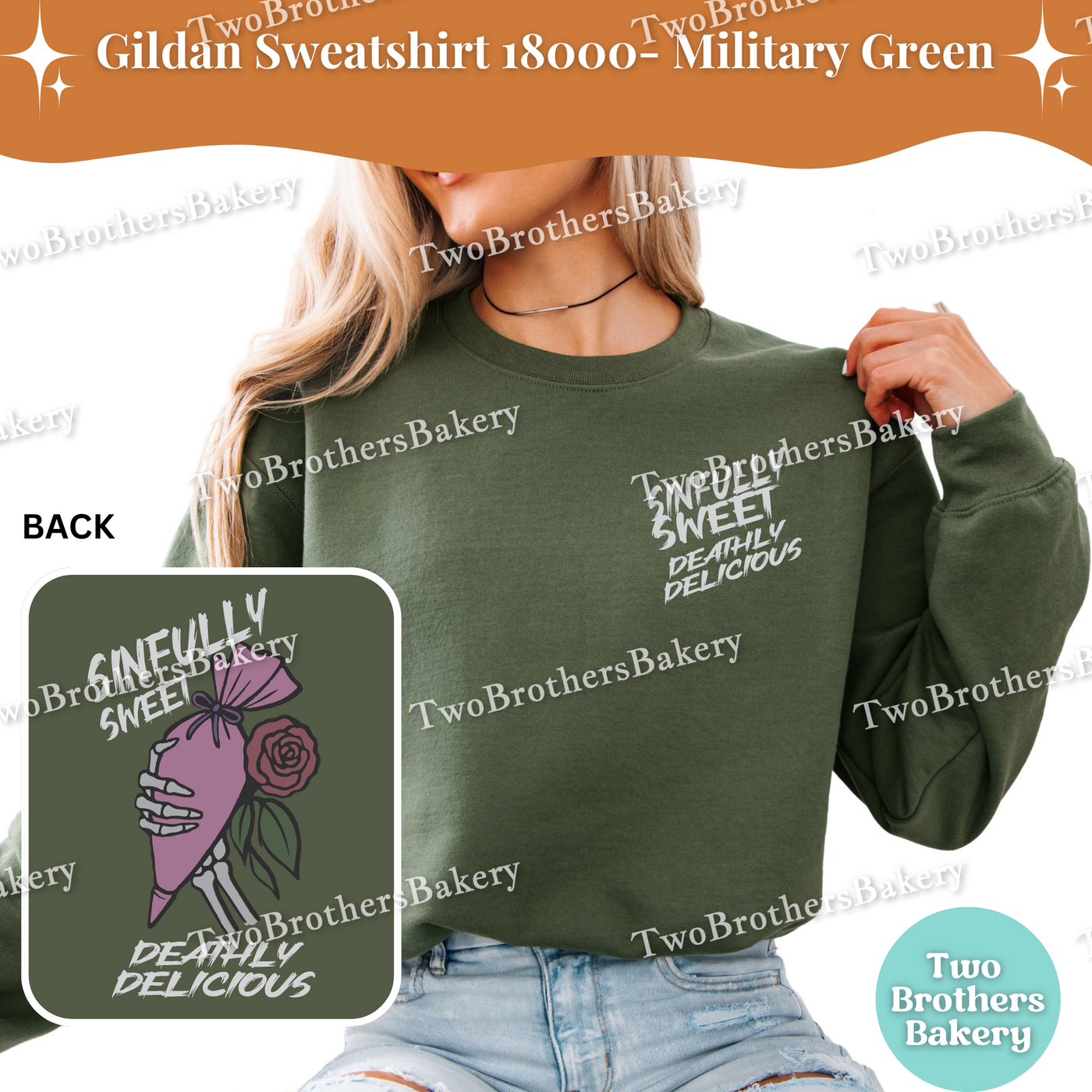 Sinfully Sweet, Deathly Delicious, Halloween Baking Sweatshirt, Spooky Baker, Skeleton Hand Piping Bag, Haunted Bakery Pullover, Scary Baker
