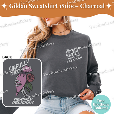 Sinfully Sweet, Deathly Delicious, Halloween Baking Sweatshirt, Spooky Baker, Skeleton Hand Piping Bag, Haunted Bakery Pullover, Scary Baker