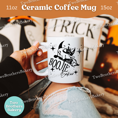 BOOjie Baker Halloween Coffee Mug, Halloween Baker Mug, Ghost Baking Mug, 11oz 15oz Ceramic Mug, Fall Gift for Bakers, Baking Fuel Gift