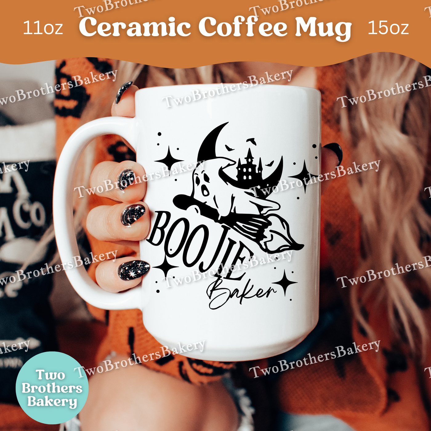 BOOjie Baker Halloween Coffee Mug, Halloween Baker Mug, Ghost Baking Mug, 11oz 15oz Ceramic Mug, Fall Gift for Bakers, Baking Fuel Gift
