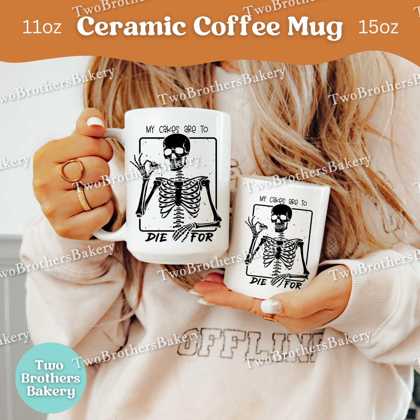 My Cakes Are to Die For Skeleton Baker Mug, Halloween Baking Coffee Cup, Cake Decorator Coffee Mug, Funny Gift for Bakers, Baking Fuel