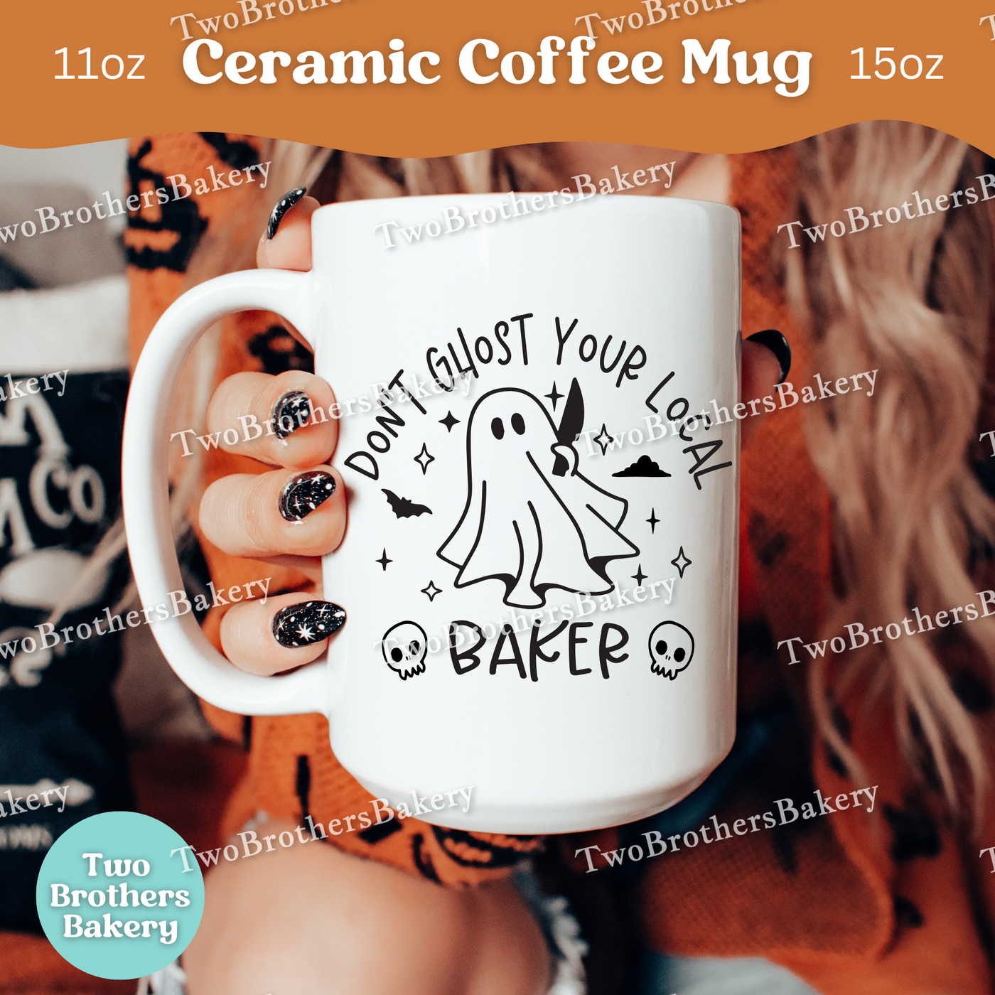 Dont Ghost Your Local Baker Mug, Halloween Baking Gift, Ghost Coffee Cup, Spooky Fall Mug, Cottage Baker Gift, Baking Fuel, Local Bakery Mug